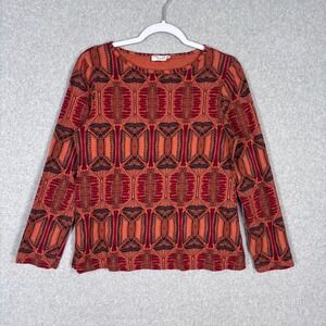 Prairie Cotton Aztec Artsy Shirt Small Southwest Native Burnt Rust Made in USA